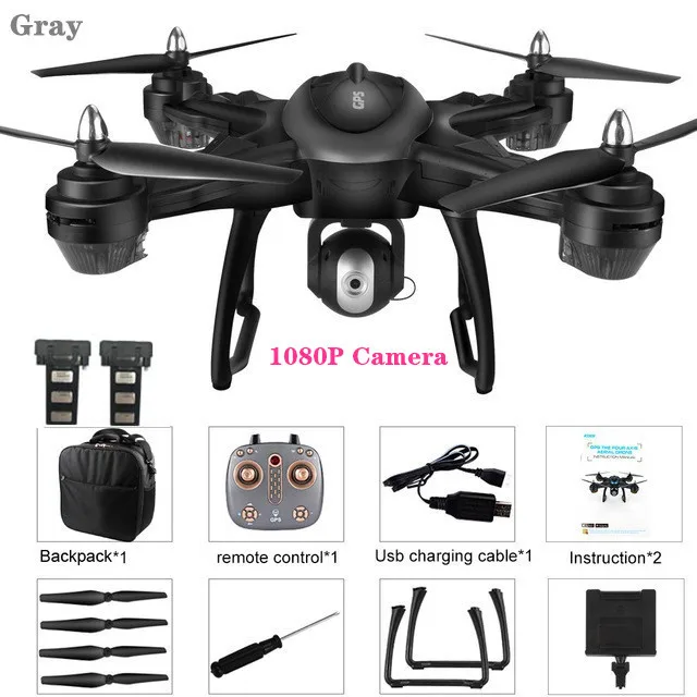 1080P Gray 2battery X38G 4K Дрон двойной gps Дрон с HD камерой с 2 батареями R/C ESC Камера вертолет Квадрокоптер+ рюкзак профессиональный Дрон - Цвет: 1080P Gray 2battery