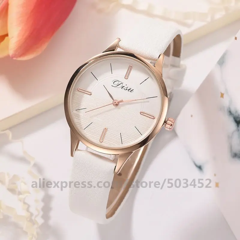 100 шт./лот Montre Femme кожаный ремень, женские повседневные часы оптом, контраст Цвет часы для Для женщин Подарки для девочек простые часы