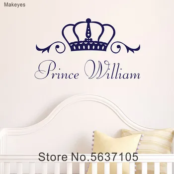 

Makeyes Custom Baby Names Prince Pincess Wall Stickers Kids Bedroom Vinyl Wall Decor Personalized Nameas Baby Gift Design Q091