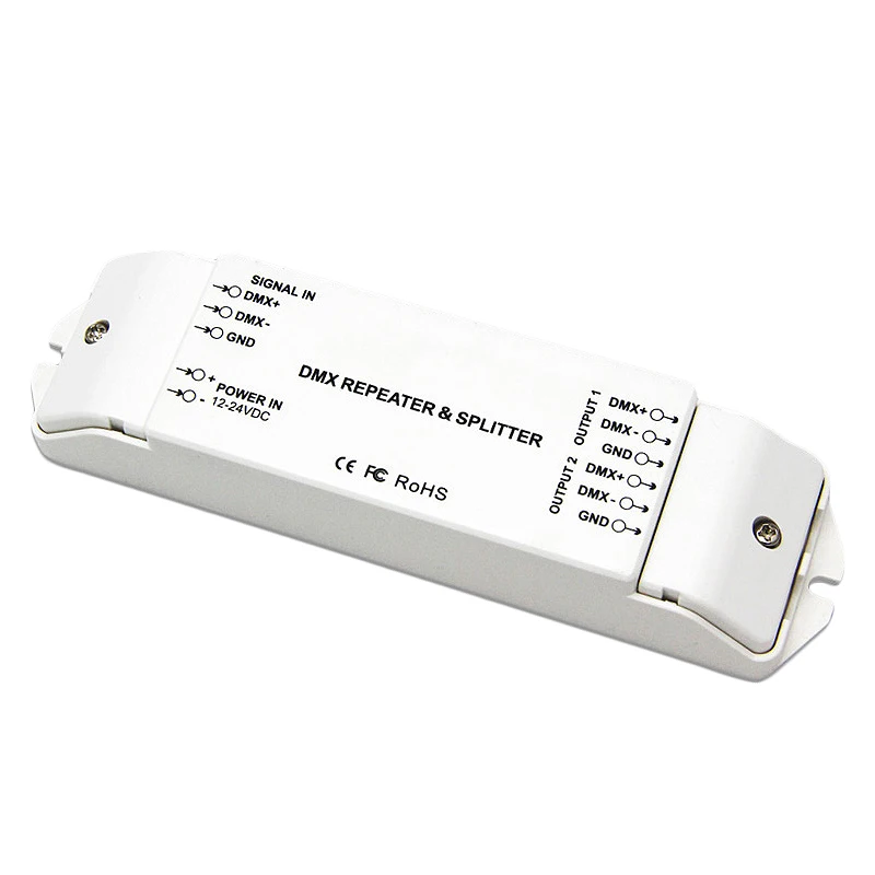 

RISE-Bc-812 Dmx512 Signal Power Repeater Dmx Power Amplifier 1 To 2 Channel Output Dmx Power Splitter Dmx Led Controller,Dc12V -