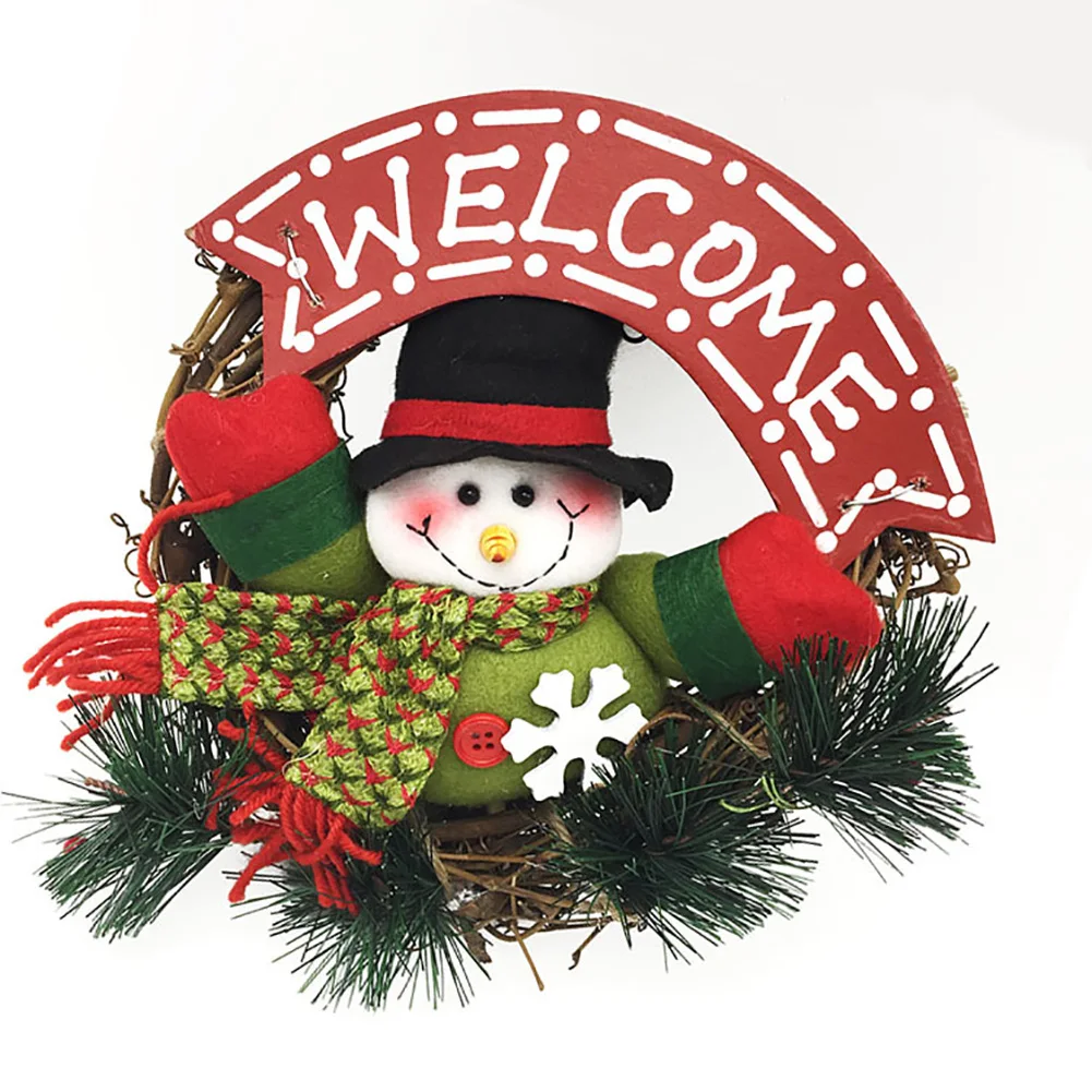 

Multipurpose Home Hanging Doll Door Decorative Artificial Mini Christmas Wreath Party Pendant Round Easy Apply Rattan Gifts