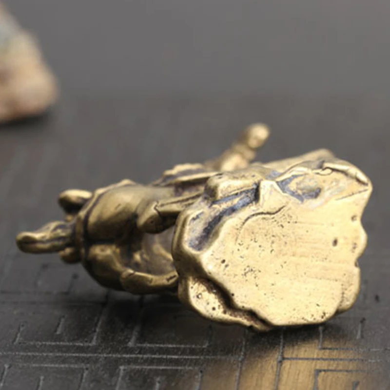  1pc Copper Majestic Horse Miniatures Figurines Vintage Craft Mini Horses Ornament Desk Decor Sculpt