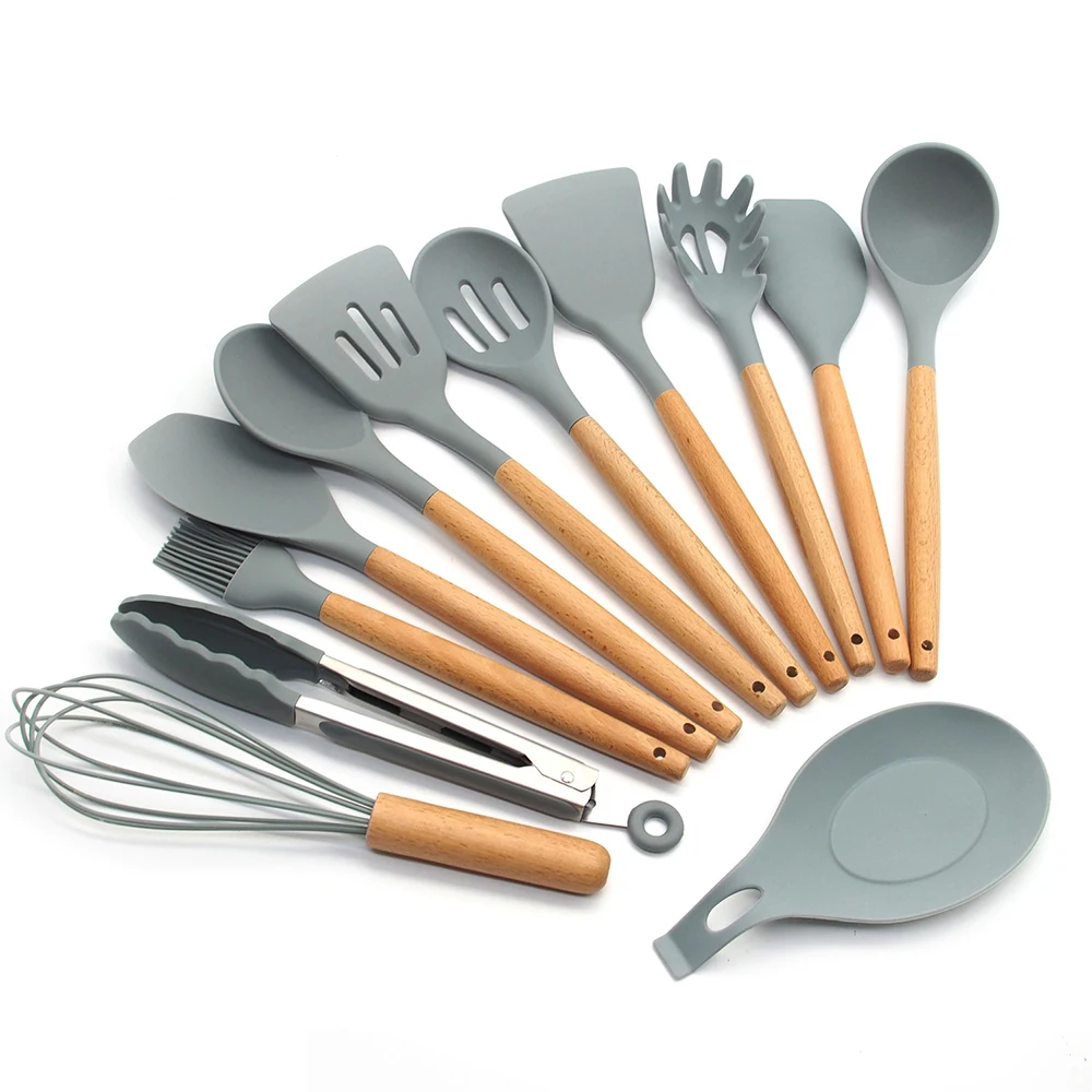 Leeseph силиконовая кухонная утварь набор кухонной утвари натуральные деревянные