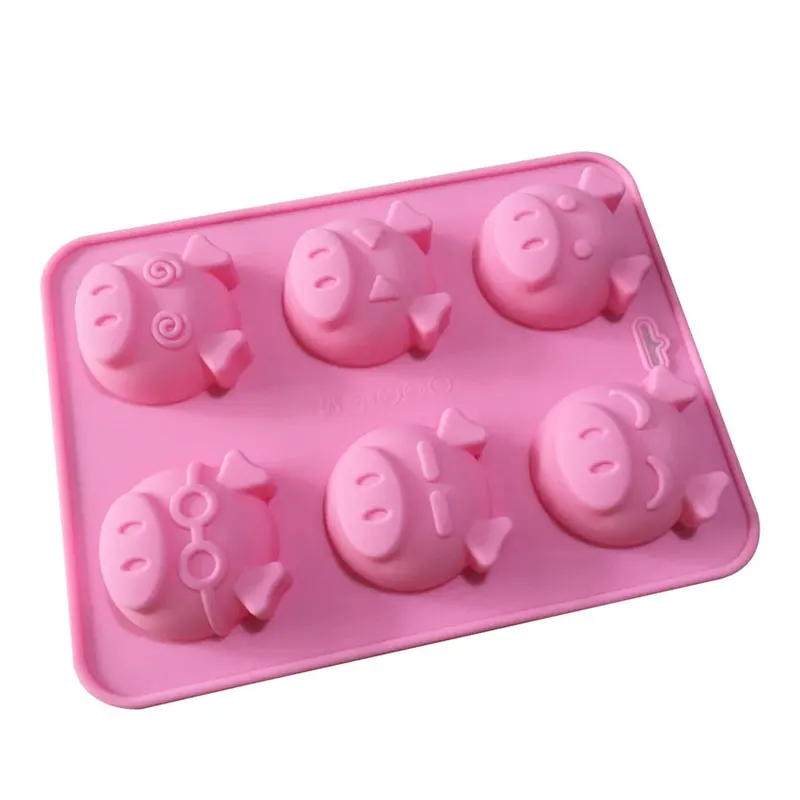 4Cavity Cartoon pig DIY Soap Making Supplies 3D Silicone Cake Mould Handmade Baking Mold Soap Mold