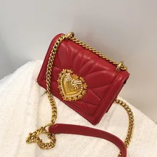 Новейшая модная женская Золотая сумка через плечо с цепочкой, металлический клатч с сердечком, женская сумка-мессенджер, сумка-мессенджер