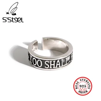 

S'STEEL Korean Rings 925 Sterling Silver For Women Letter Vintage Opening Ring Personalized Anillos De Plata 925 De Ley Jewelry