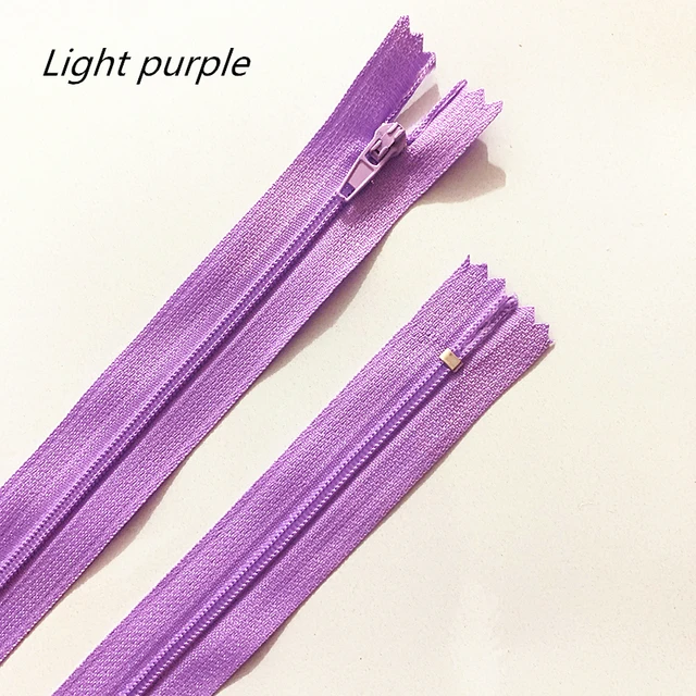 10pcs 10-60cm (4inch-24 Inch) Nylon Coil Zippers Tailor Sewer Craft Crafter's  (20 colors) Light Purple