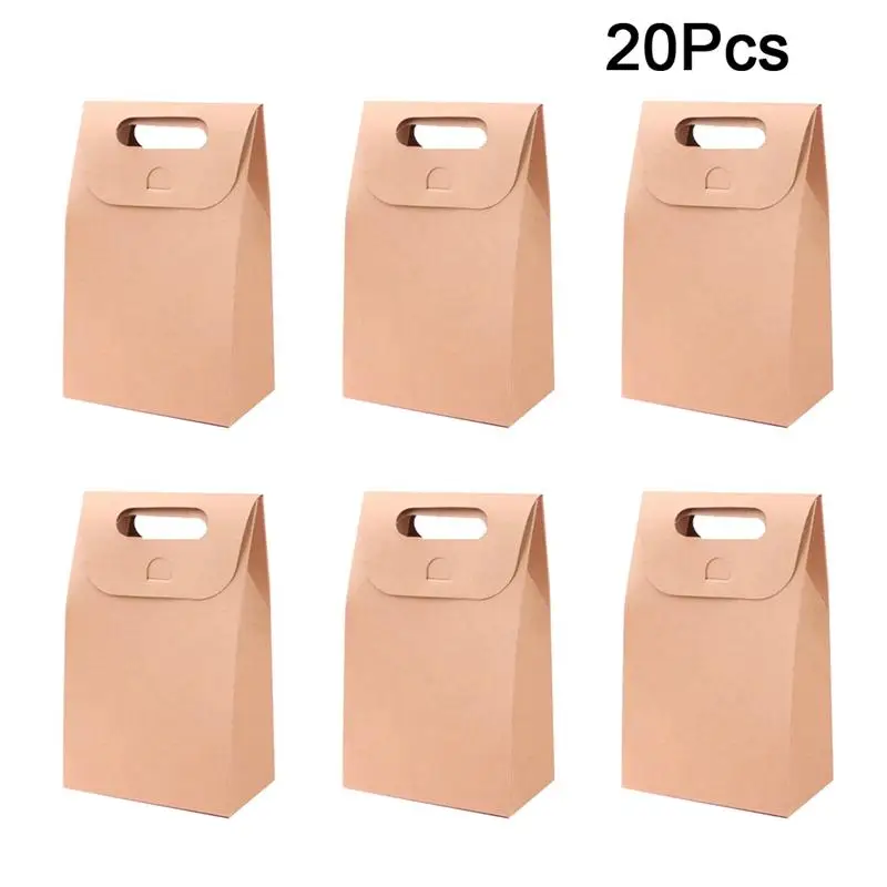 

20pcs Portable Paper Bags Folding Packaging Box Cookies Containers Biscuit Holder Disposable Food Containers for Home