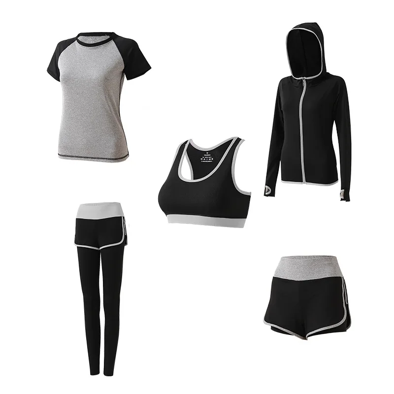 5 шт. набор для йоги с высокой талией спортивная одежда женщин спортивный