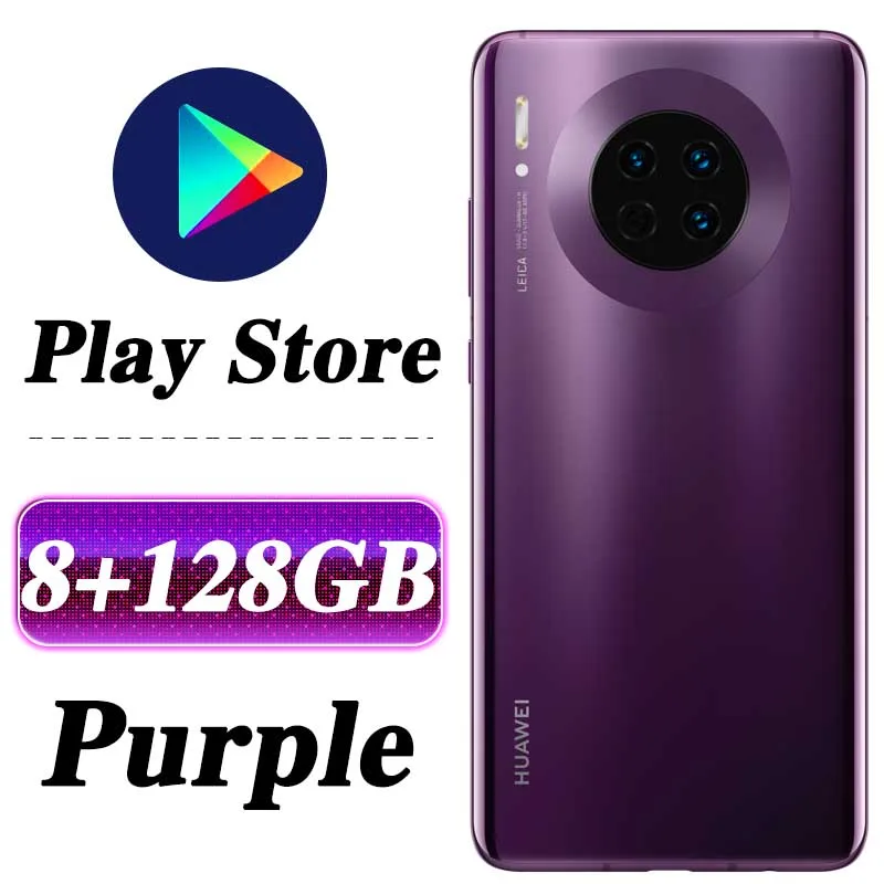 6,62 дюймов,, HUAWEI mate 30, мобильный телефон Kirin 990, четыре ядра, Android 10, датчик жестов, 40 Вт, HUAWEI SuperCharge, Google play - Цвет: 8G 128G Purple