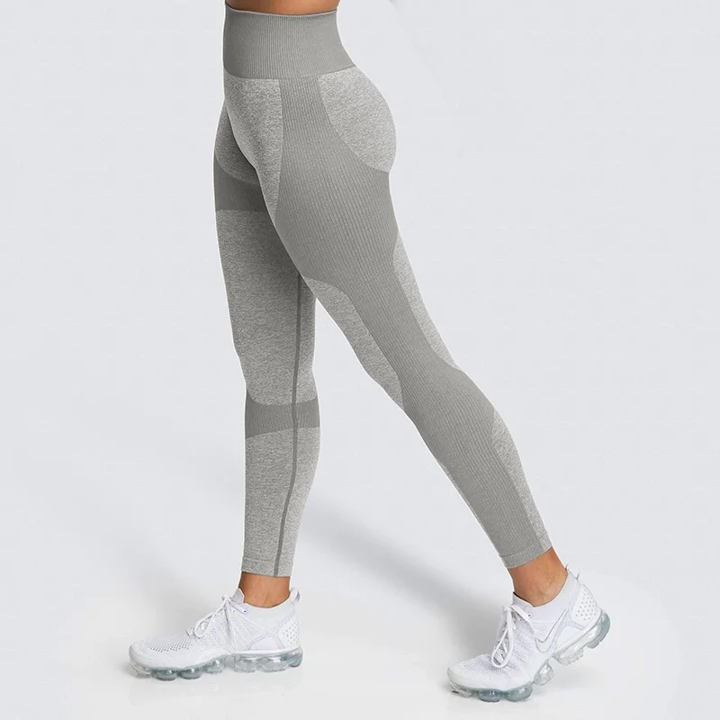 Light Grey Штаны для йоги с высокой талией, бесшовные женские спортивные Леггинсы, для фитнеса, одноцветные, для занятий спортом, для тренировок, длинные колготки, для спортзала, для бега, брюки для девочек - Цвет: Light Grey