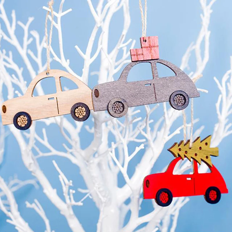 3 шт./компл. Merry Christmas деревянный дом автомобиль подвесная Елочная игрушка Орнамент Рождественские украшения для дома