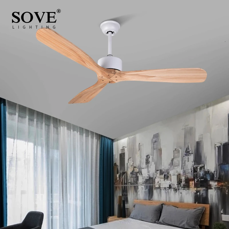 42 Inch Industrial Vintage Ceiling Fan Without Light Wooden Ceiling Fans With Remote Control Simple Home Fining Room Loft Fan