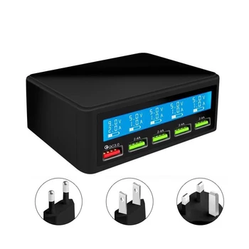 

QC3.0 5 USB Mobile Phone Charger Real-time Dynamic Intelligent LCD Digital Display Automatic Recognition Quick Charging