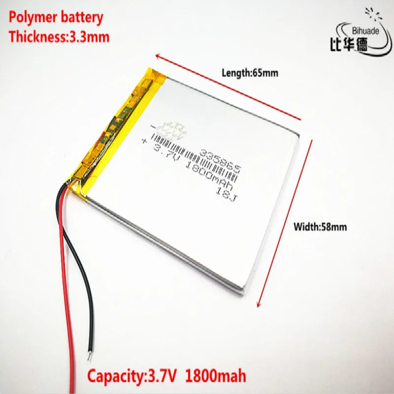 Хорошего качества 3,7 V, 1800 mAH 335865 полимер литий-ионный/литий-ионный аккумулятор для планшетных ПК, gps, mp3, mp4