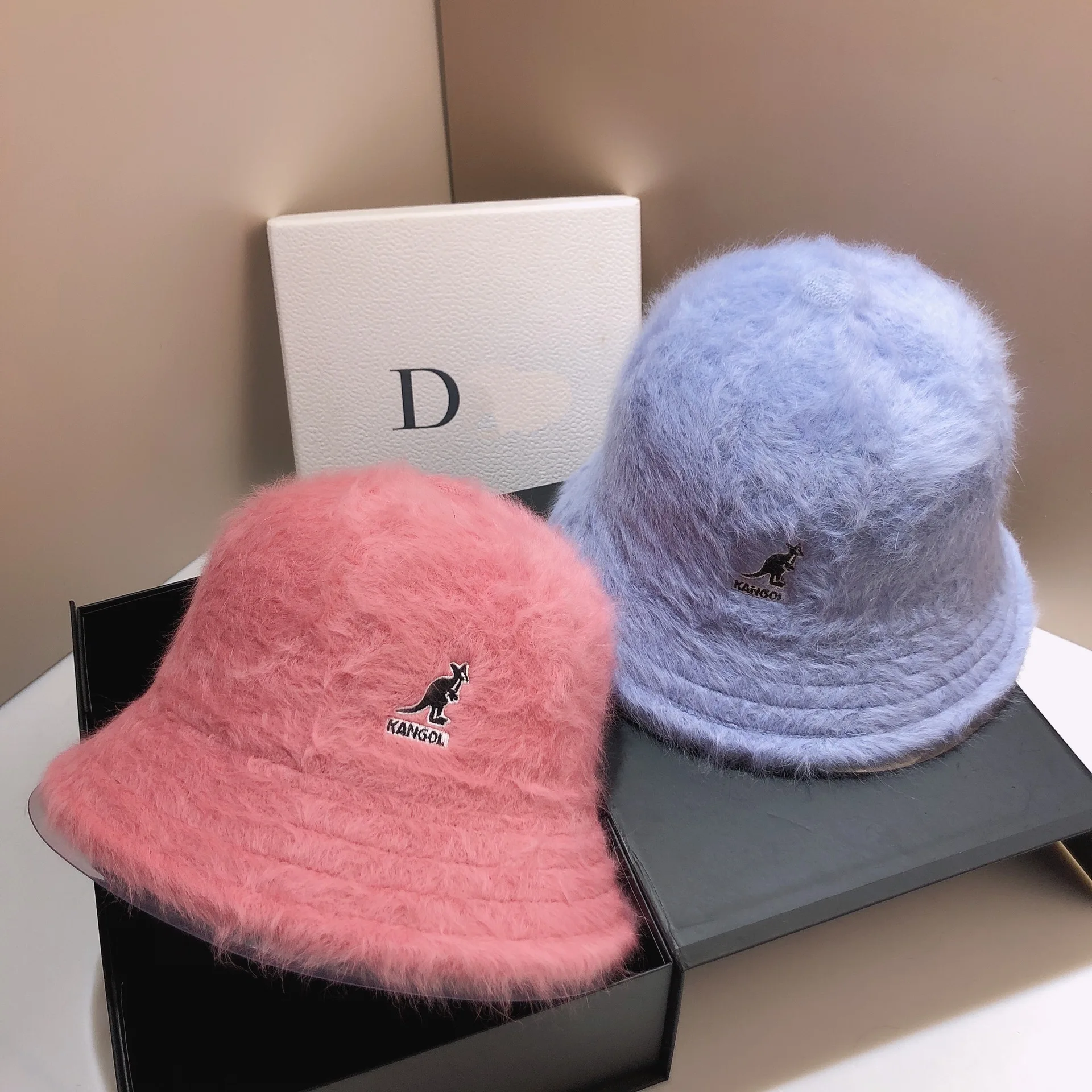 2022 Women Winter Bucket hat for Girls Solid color Rabbit fur All-match Fashion Fur Panama Hip Hop hat Keep warm cap for Women summer bucket hat womens