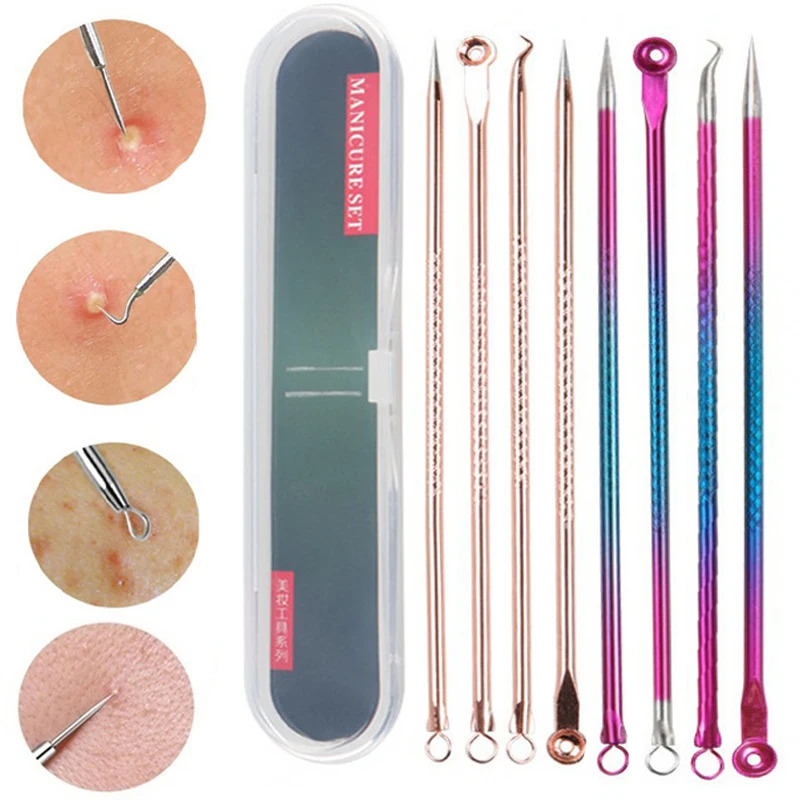 4pcs/set Stainless Steel Blackhead Comedone Acne Corrector Remover Extractor Skin Care Pore Cleaner Needles Remove Tools