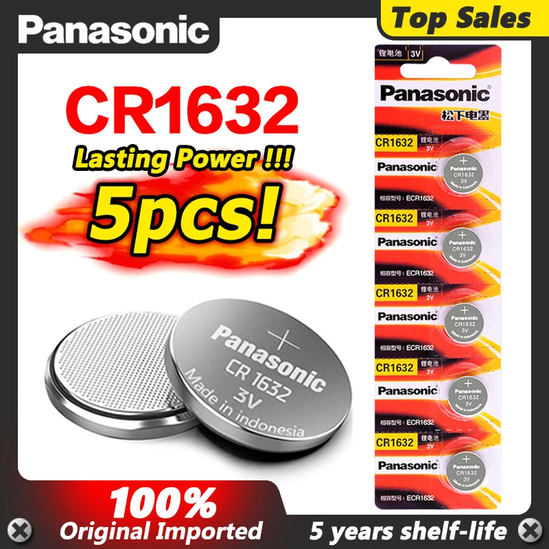 5 шт./лот PANASONIC CR1632 1632 DL1632 3V литиевые батареи кнопки для монет калькулятор игрушка