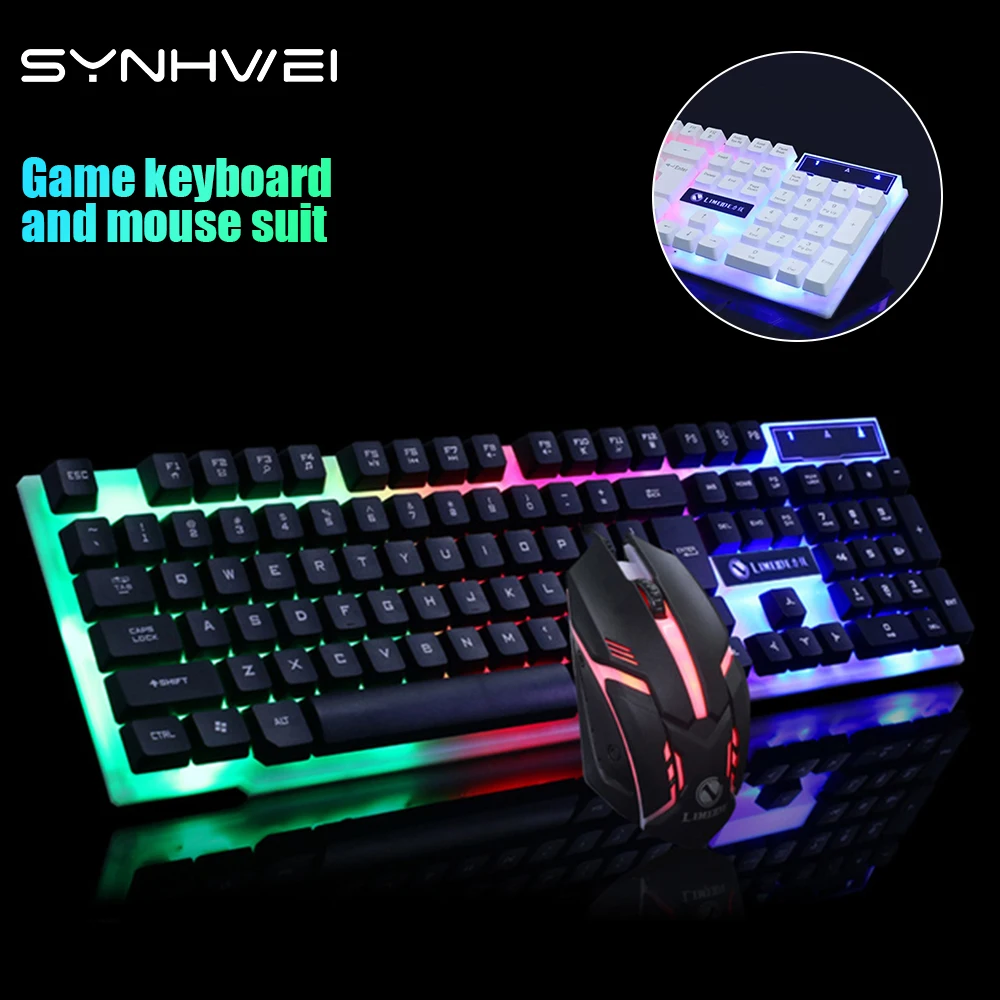 Игровая клавиатура и мышь с RGB дисплеем проводная подсветильник кой игровая для