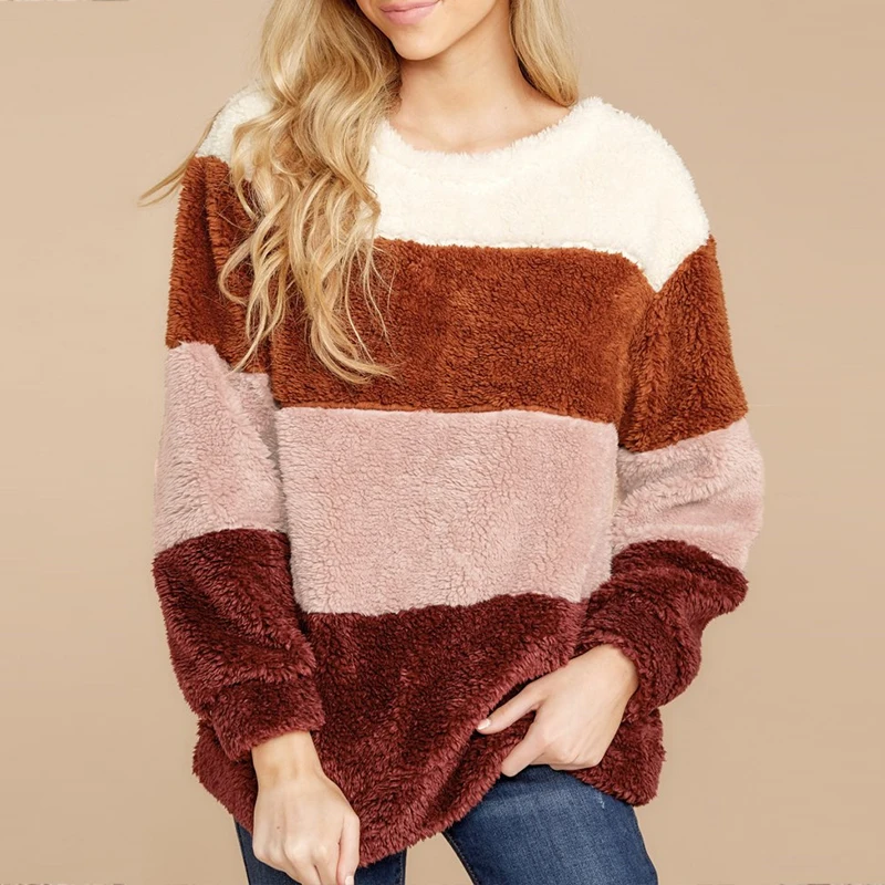 

Spell Color Women Sweater Knitted Loose Ladies Tops 2019 Autumn New Fashion O Neck Long Sleeve Female Clothing Hot Sale Sweaters