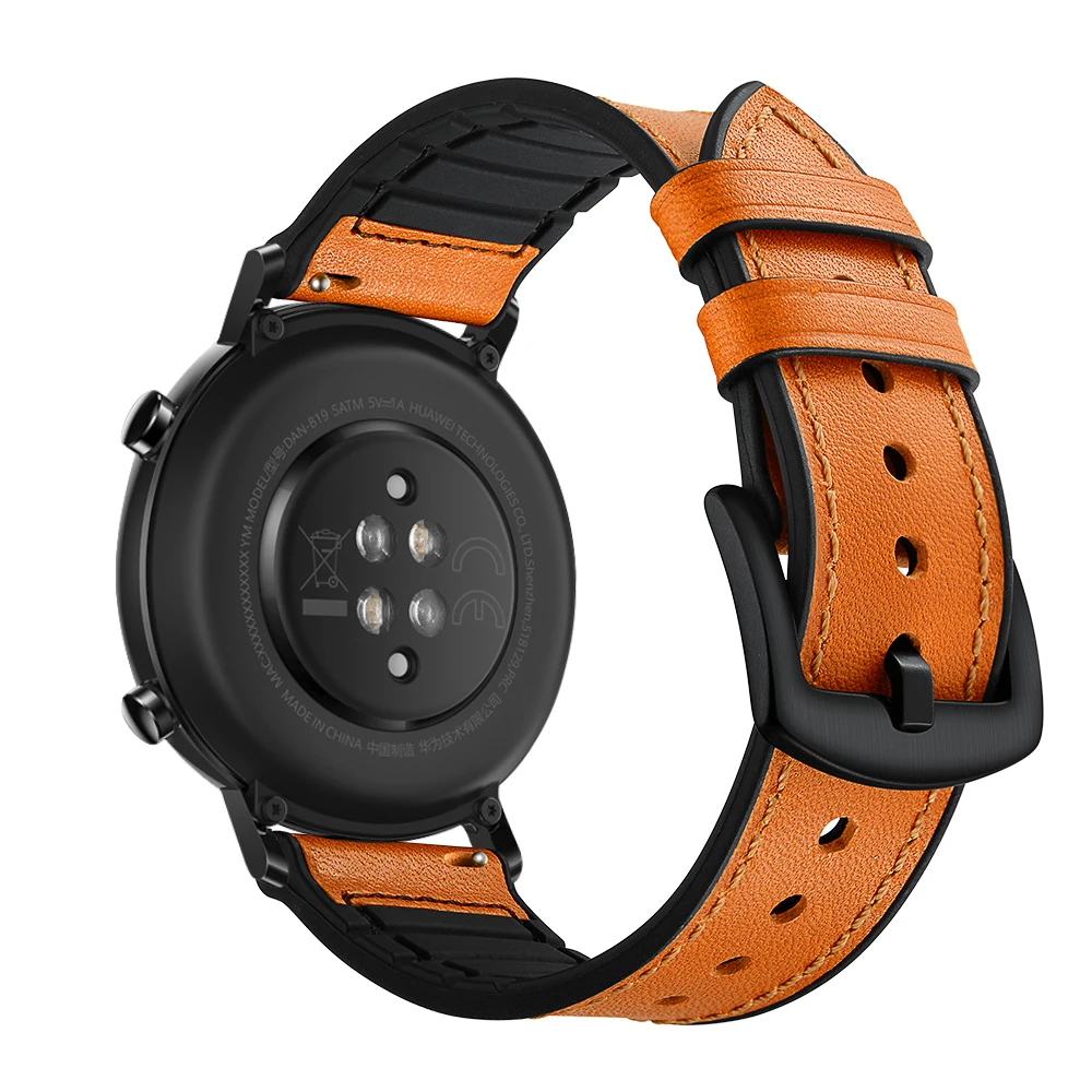 Натуральная кожа+ ремешок для huawei GT 1 2 42 мм 46 мм/huawei watch 2 pro huami amazfit 1 2 GTR 47 мм Ремешки для наручных часов
