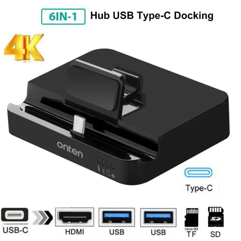 USB-C док-станция адаптер 6 в 1 type C концентратор с HDMI USB 3,0 SD TF кард-ридер все в одном хаб для ноутбука MacBook samsung S8 huawei mate