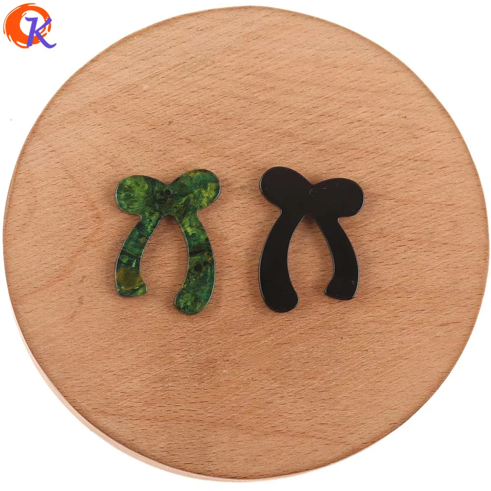 Green Cordial Design 22x30MM 100Pcs Jewelry Accessories/Charms/Bowknot Shape/Marble Effect/Hand Made/DIY Making/Earring Findings - Цвет: Green