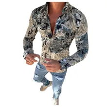 Мужская креативная Облегающая рубашка с абстрактным принтом Модная Повседневная рубашка с длинными рукавами camisa masculina
