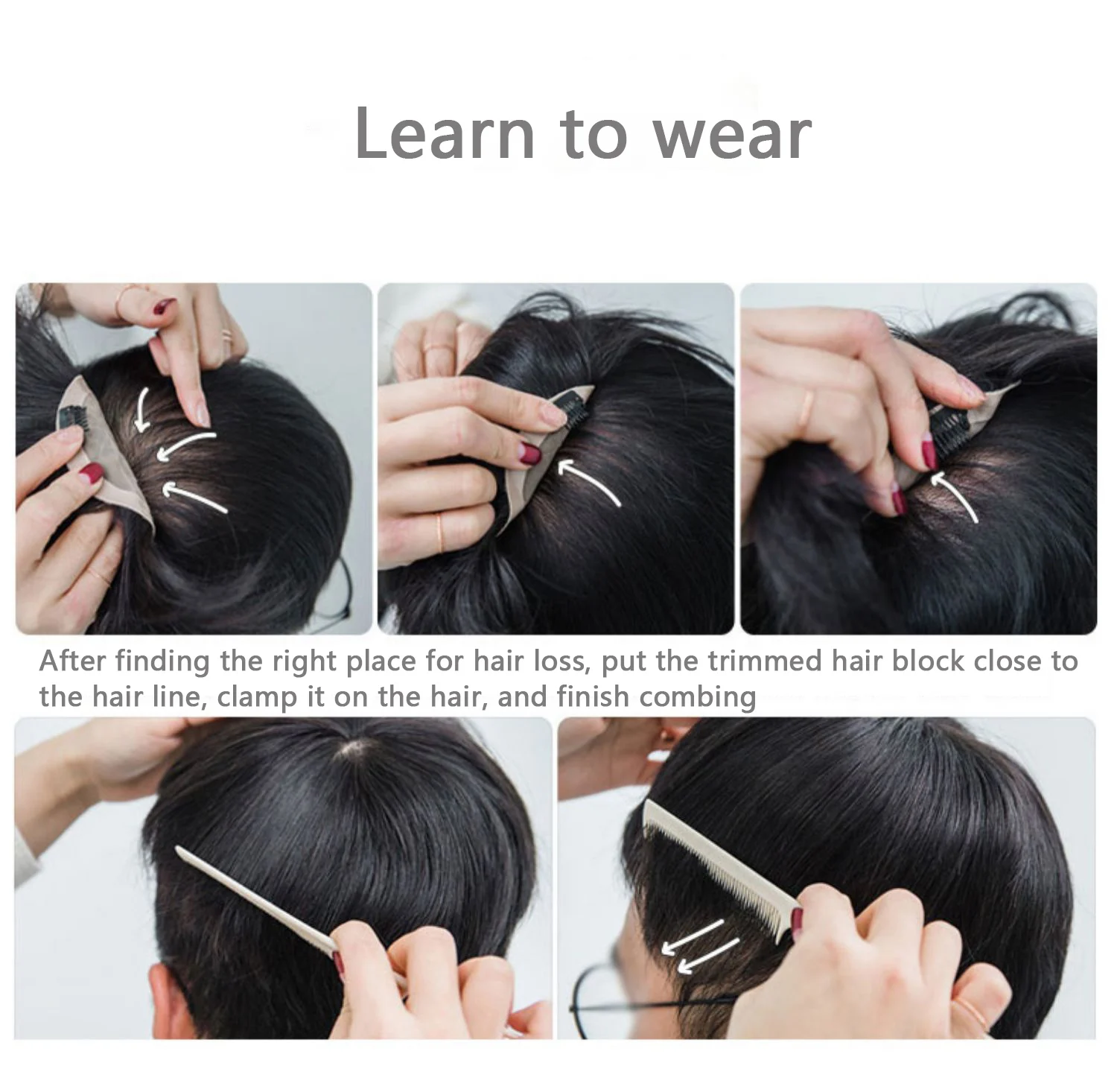 Substituição do Cabelo Bloco na Cabeça Bloco de Substituição Lanlan Peruca Masculina Cabelo Humano Curto Preto Natural é Invisível 4 do cabelo bloco na cabeça, bloco de