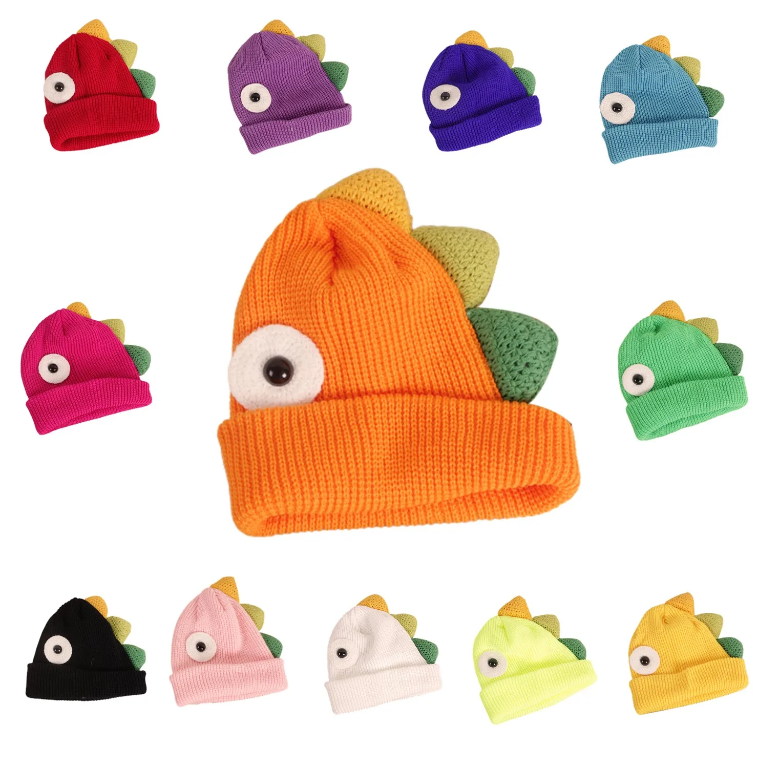 

2020 New 2-6Y Toddler Baby Boys Girls Cute 3D Dinosaur Beanie Cap Cartoon Animal Warm Knit Hat Autumn Winter Children Kids