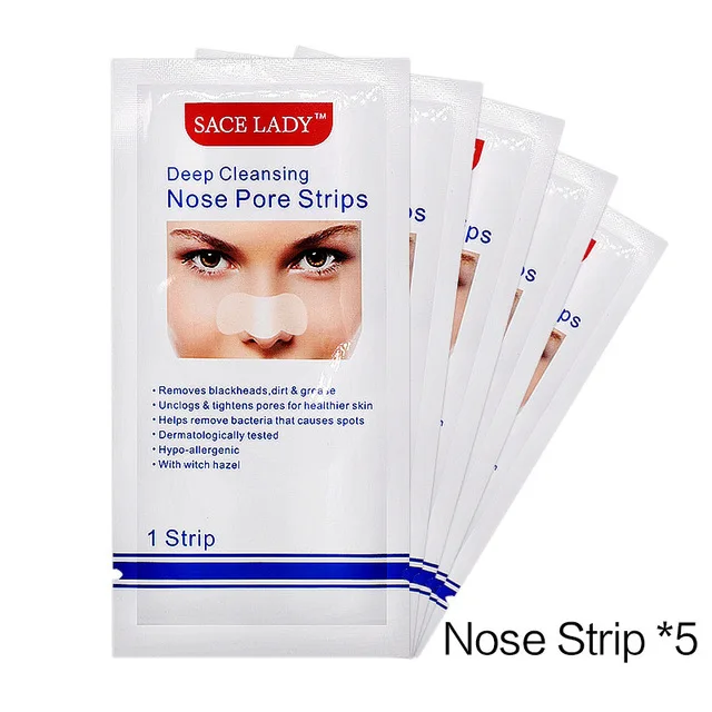 5pcs SACE LADY, маска для удаления черных точек, очиститель пор, носовые полоски, черная голова, нос, точка, отклеивание, наклейка для лица, акне, белая голова - Цвет: 5pcs