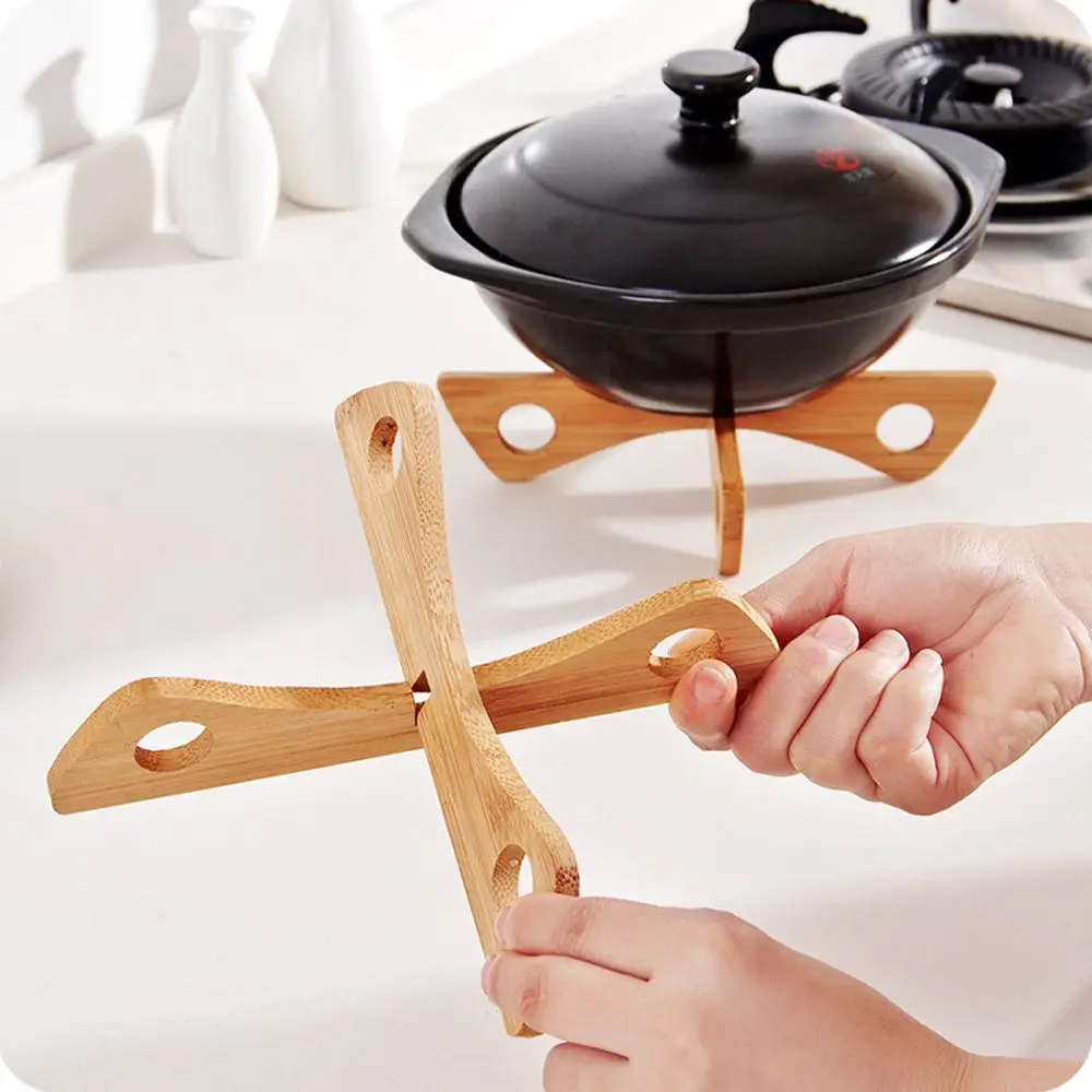 

Bamboo Heat Insulation Cross Pot Heat Insulation Rack Removable Cutlery Cups and Plates Drain Rack Kitchen Cutlery Storage Rack