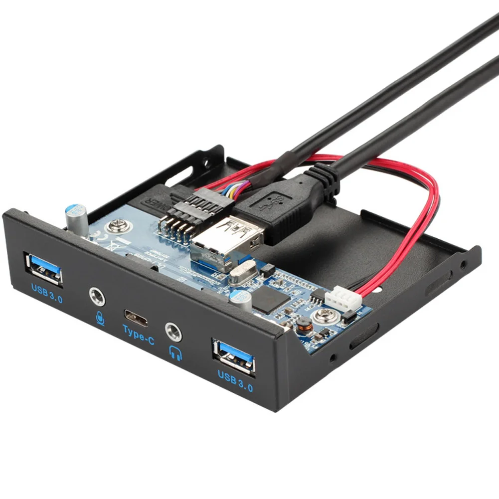 

USB 3.0 TYPE-C/USB 3.0 Hub Spilitter USB3.0 USB-C Front Panel HD Audio with Power Cable For PC Desktop 3.5" Floppy Bay