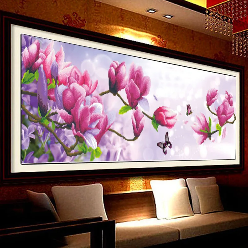 Pintura de diamante artesanal, flor de Orquídea, bordado en diamante paisajístico, paisaje hecho a mano, punto de cruz, kit de decoración para el hogar, regalos de navidad
