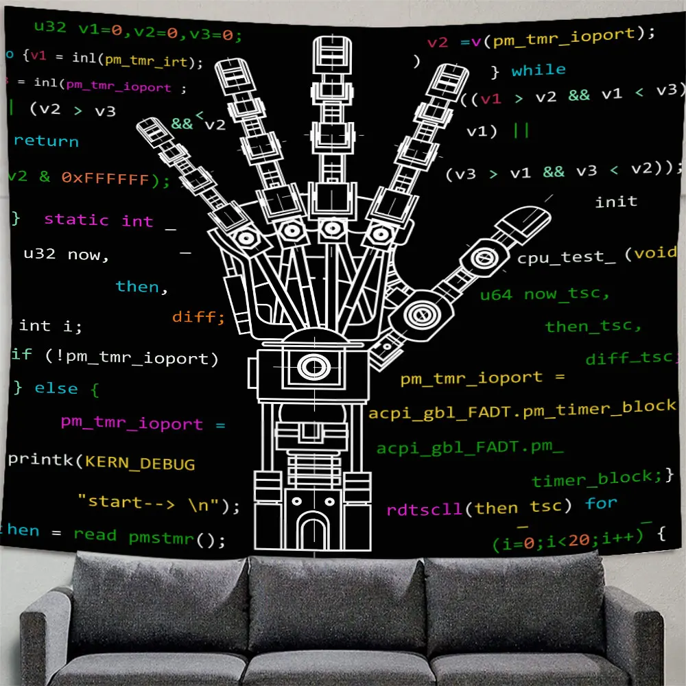 Playboi Carti Die Lit Tapestry Green Day American Idiot Tapestries Drawing Model Of The Robot Arm Wall Hanging Home Decoration tapestry decor