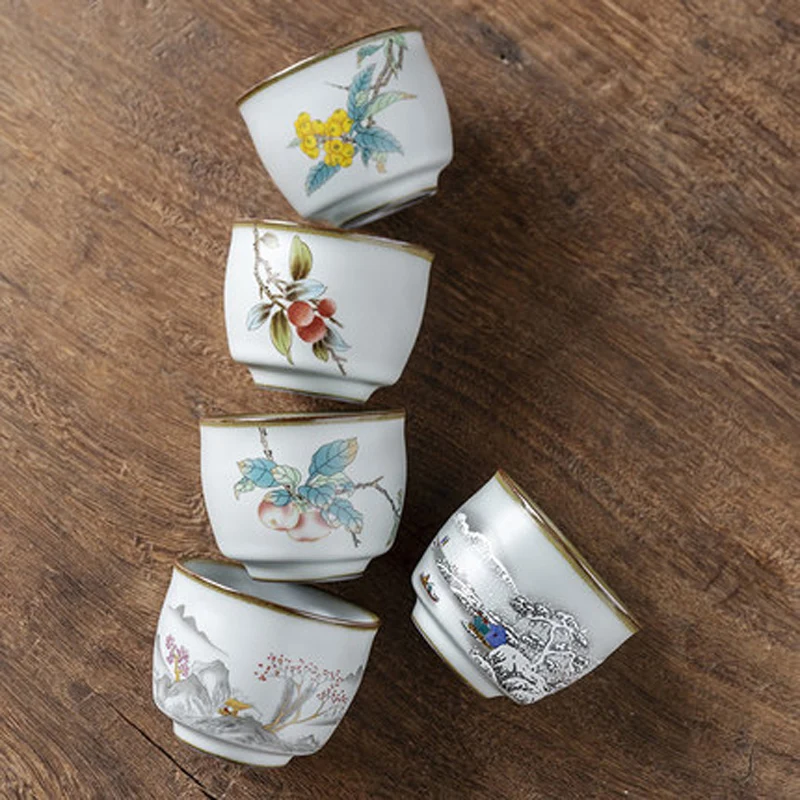 Chinese Antique Ru Kiln Kung Fu Puer Tea Cup, Ceramic, Porcelain Single Cup, Teaware