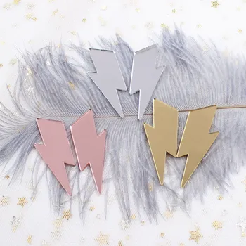

(4pcs/set) AC1095-55mm Acrylic Lightning Bolt Earrings(no stud) Laser Cutout Mirror Glitter Lightning Earring