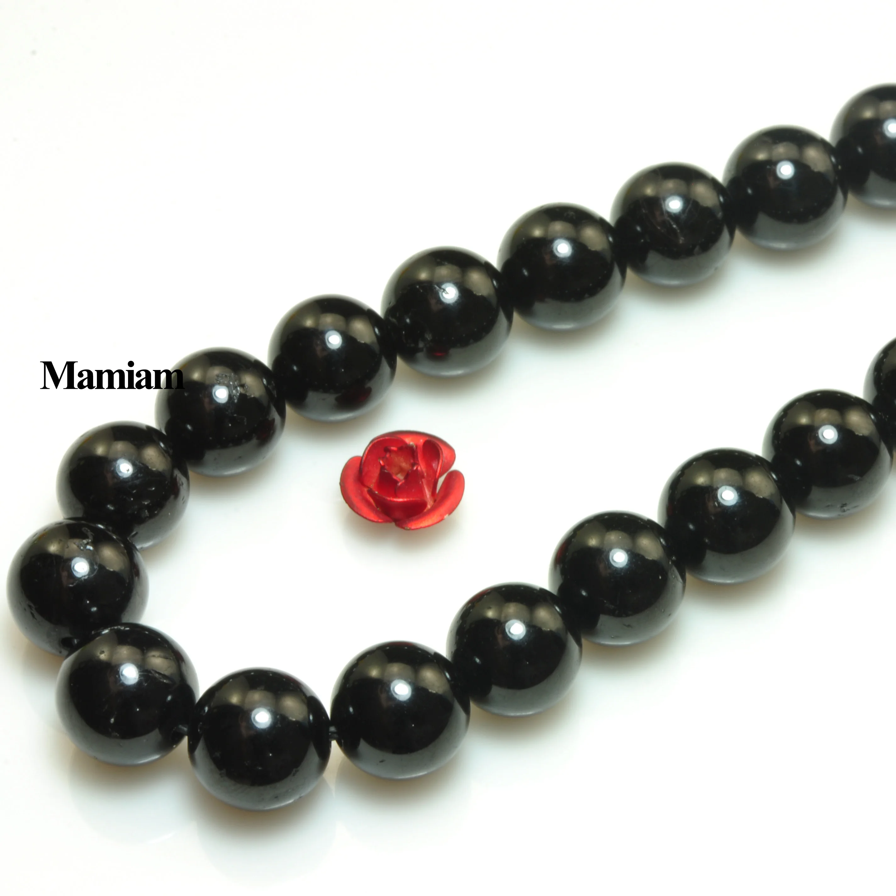 Mamiam Natural A Black Tourmaline Beads 4-10mm Smooth Loose Round Stone Diy Bracelet Necklace Jewelry Making Gemstone Design | Украшения и