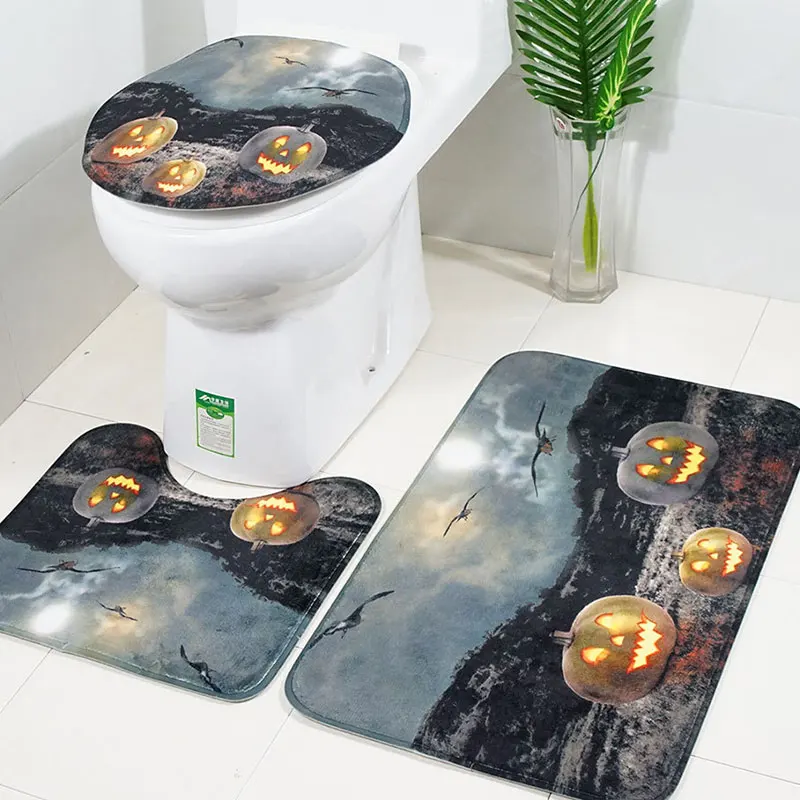 Halloween Pumpkin Lamp Print Bathroom Bath Mat Doormat Non-Slip Bathroom Rugs