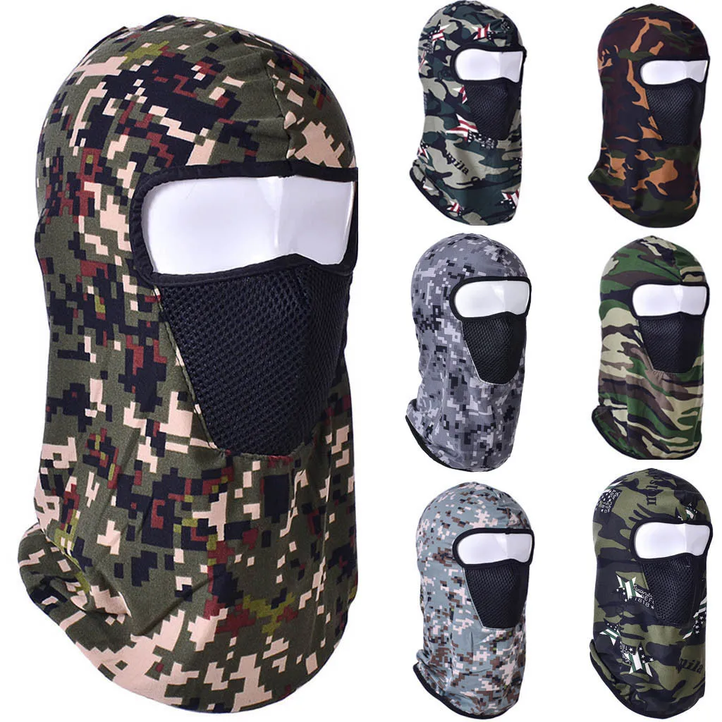 Camouflage Balaclava Tactical Motorcycle Face Mask Motorbike Face Shield Hunting Helmet Cap Military Moto Protective Mascarilla
