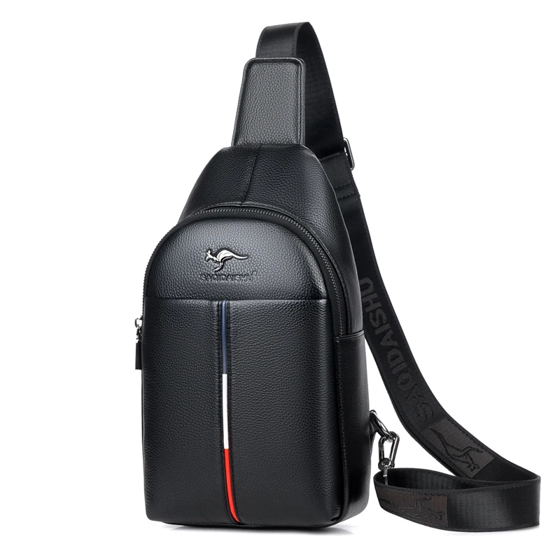 Fashion Man Sling Bag: Men's Leather Chest Pack Messenger Bag for Crossbody, Shoulder, and Handbag Use image 3