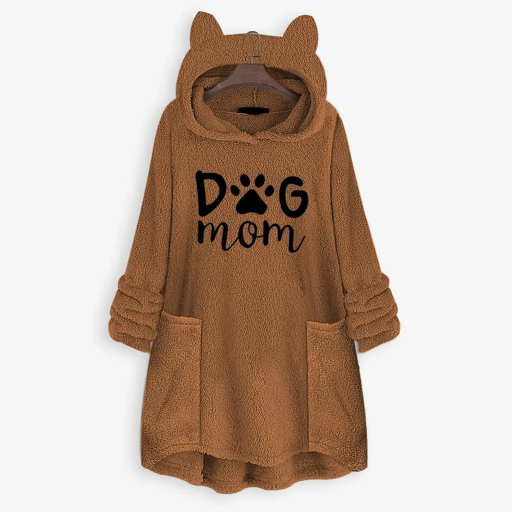 Q Женское худи с кошачьими ушами, платье Kawaii, большой размер, Длинная толстовка, осенняя Женская флисовая туника с вышивкой и карманами, черный, розовый, 5XL, moletom - Цвет: Q