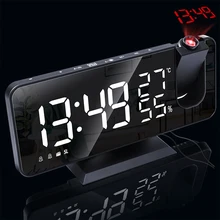 

LED Mirror Fashion Alarm Clock With Electronic Display Of Temperature And Humidity Value Portable Radio Timing Electronic Clock