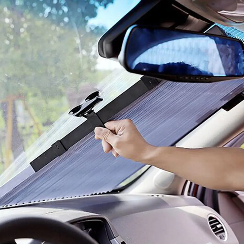Car Sunscreen Insulation Sunshade Automatic Retractable Folding Front Windshield Visor Curtain Blackout Curtain Light Barrier
