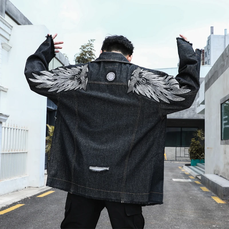 denim jacket with wings on back