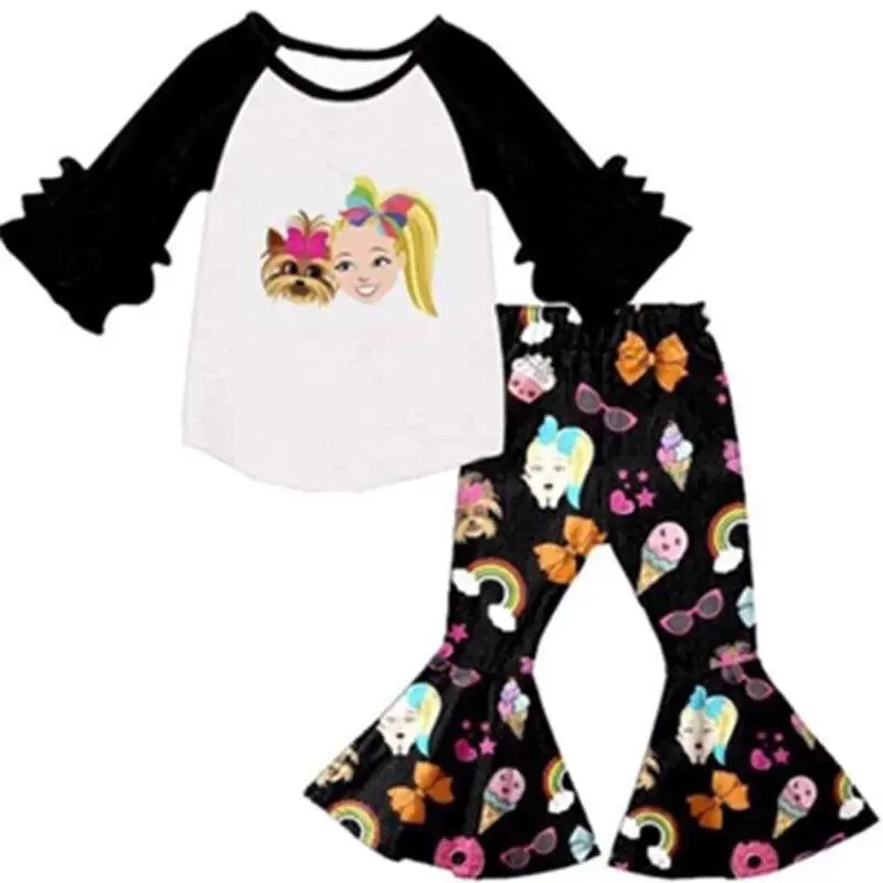 

Autumn 3/4 Sleeve Most Popular Girls Set Fashion Print Cartoon Dogs and Sets Fashion Trumpet Pants Hot sale Kids Sets