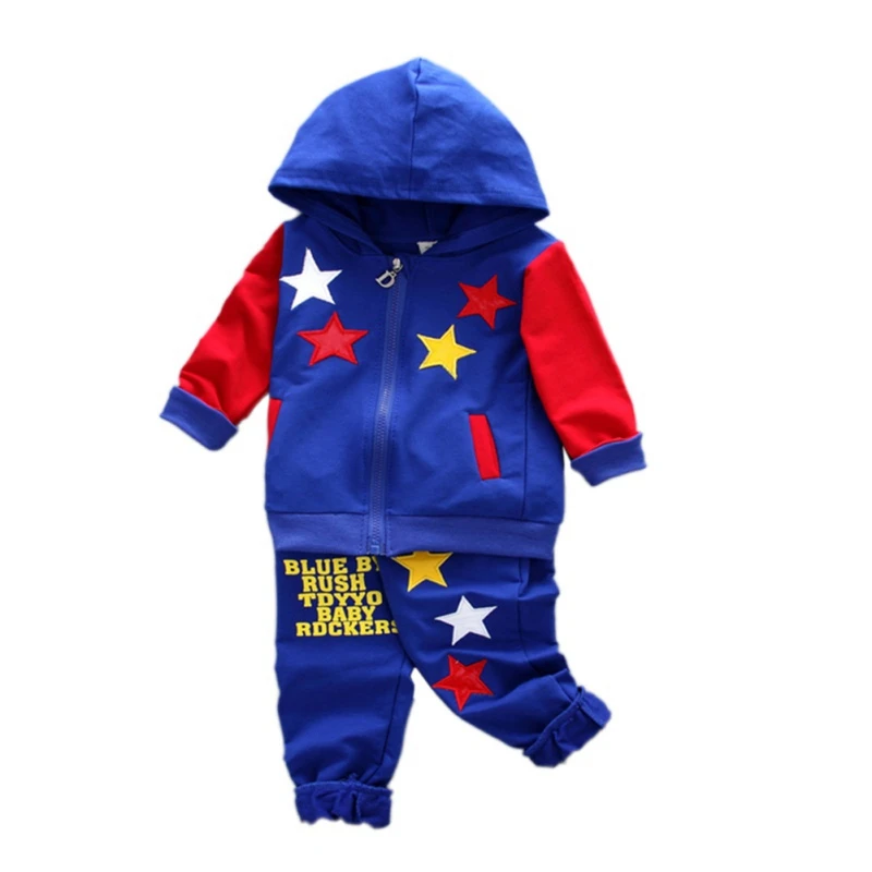 L Зимняя детская одежда для маленьких мальчиков одежда с длинными рукавами с принтом со звездой, худи, свитшот, пальто+ штаны, повседневный костюм, комплект - Цвет: L