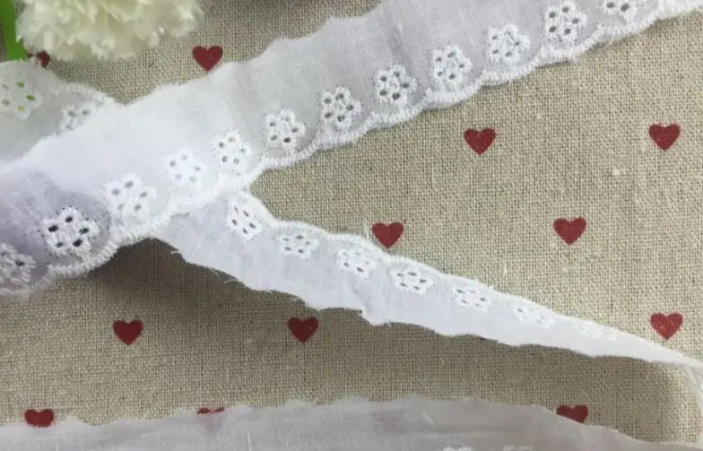 Cotton Cloth Embroidery White Lace Trim 10 Meters/lot 2.5cm Width For Lace Fabric Sewing Accessories