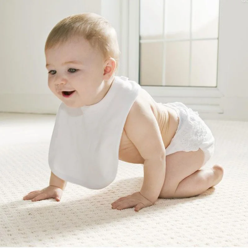 Toalla de Saliva supersuave y absorbente para bebé, algodón blanco, Color sólido, antisuciedad, cómoda, de una sola capa, babero a presión, nueva
