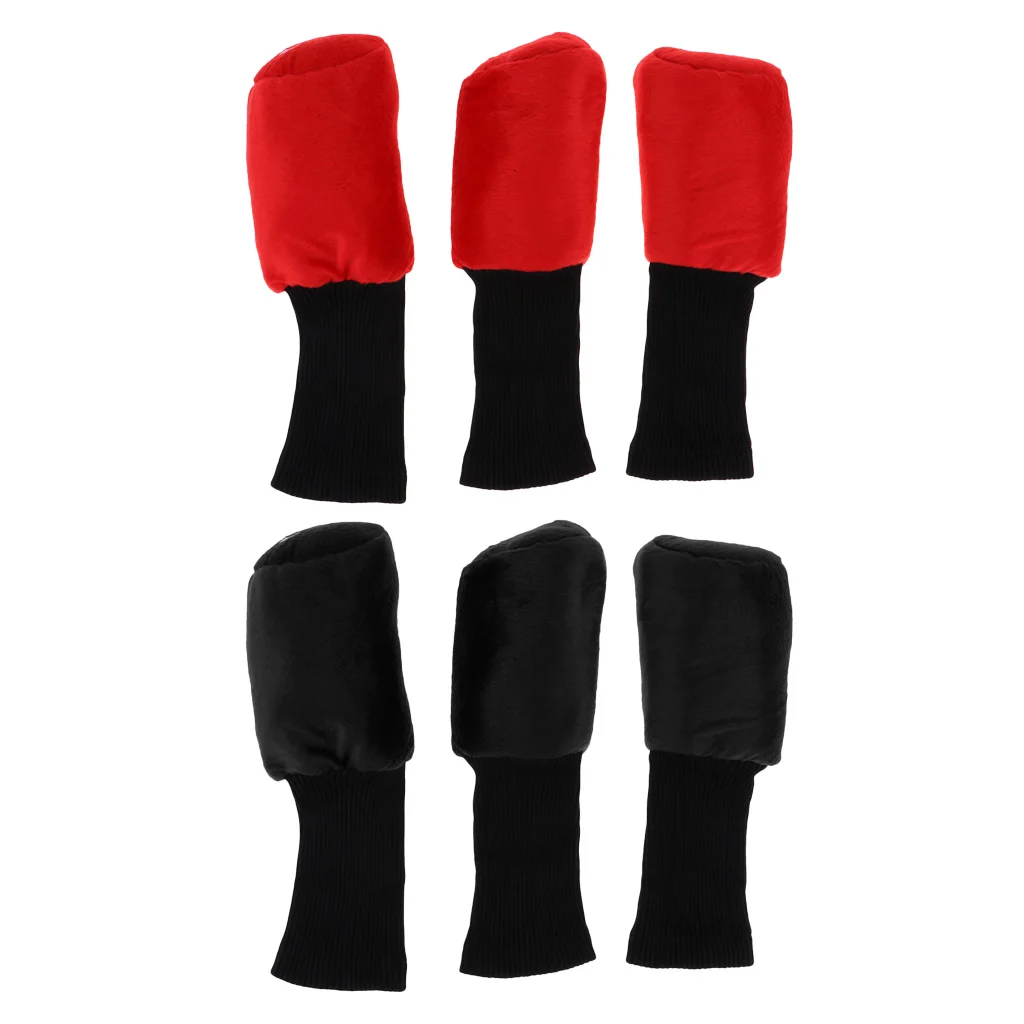 3 Pcs Durable Lightweight Golf Head Black Red Cover Accessories Headcover Protector for Driver Fairway Wood Head Dropshipping